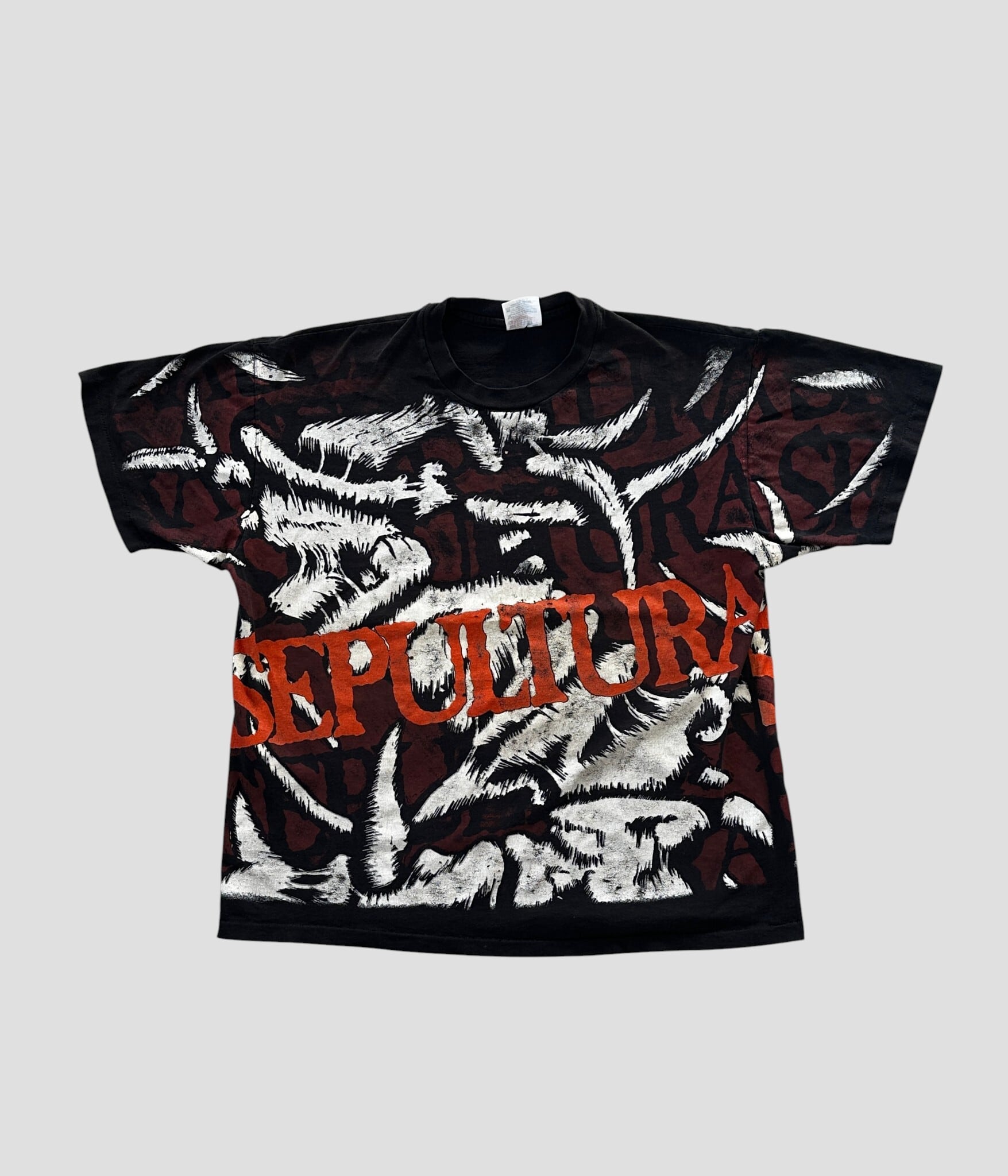 SEPULTURA- Vintage 90s XL ALL Over Print T-shirt MADE IN U.S.A