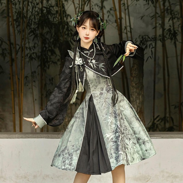 SEASONZ 中華ロリィタ チャイナドレス 刺繍 クラシカル セットアップ 4点セット 春夏服