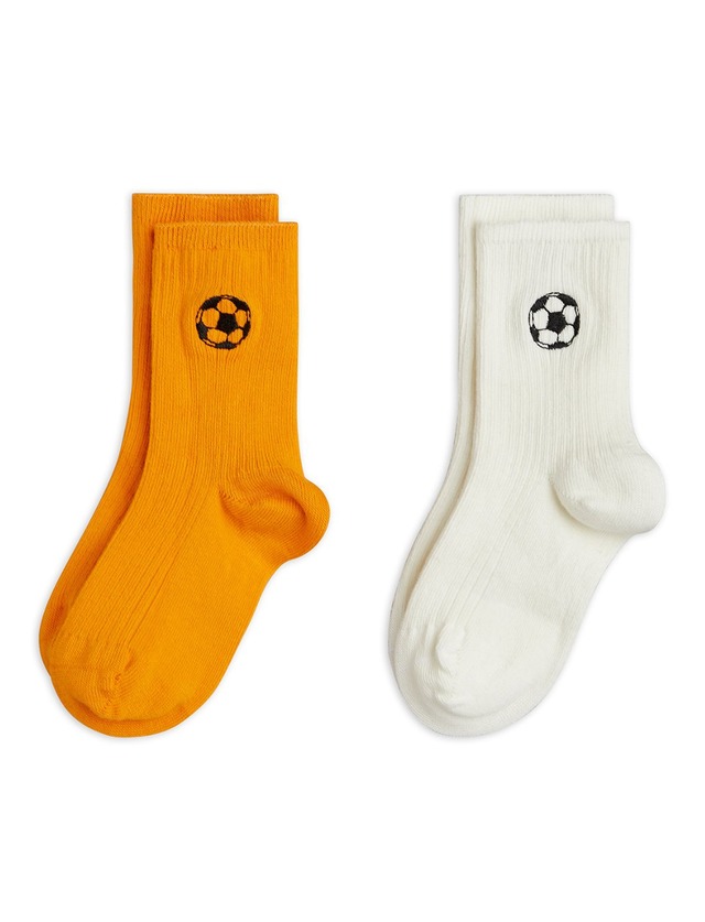 MINI RODINI / Football emb ribbed socks Multi (White/Orange) 26SS