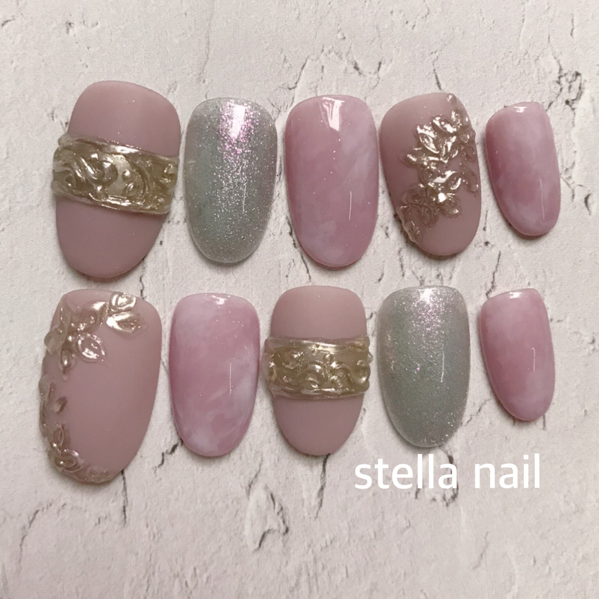 ネイルチップ ハワイジュエリー ミラーネイル ブライダルネイル ネイルチップ Stella Nail