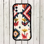 受注生産 iPhoneケース 矢羽根と鳥の民芸パターン｜鳥モチーフ FMSY033C
