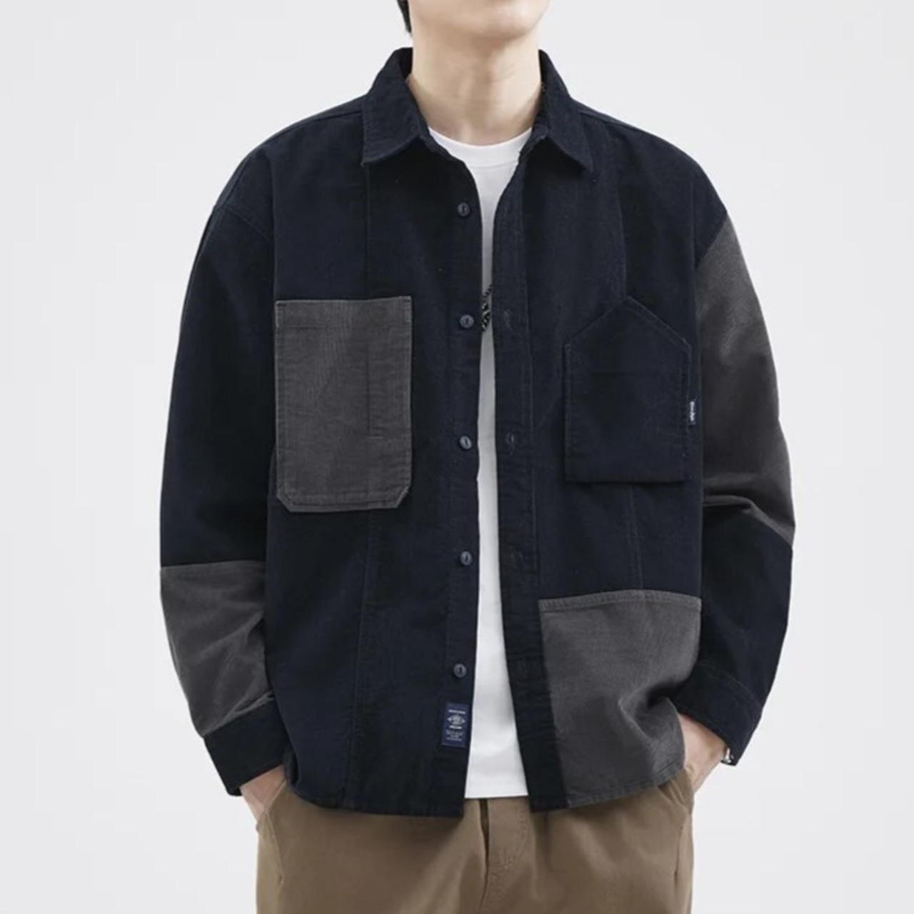 Bicolor Patchwork Shirt / バイカラー パッチワーク シャツ