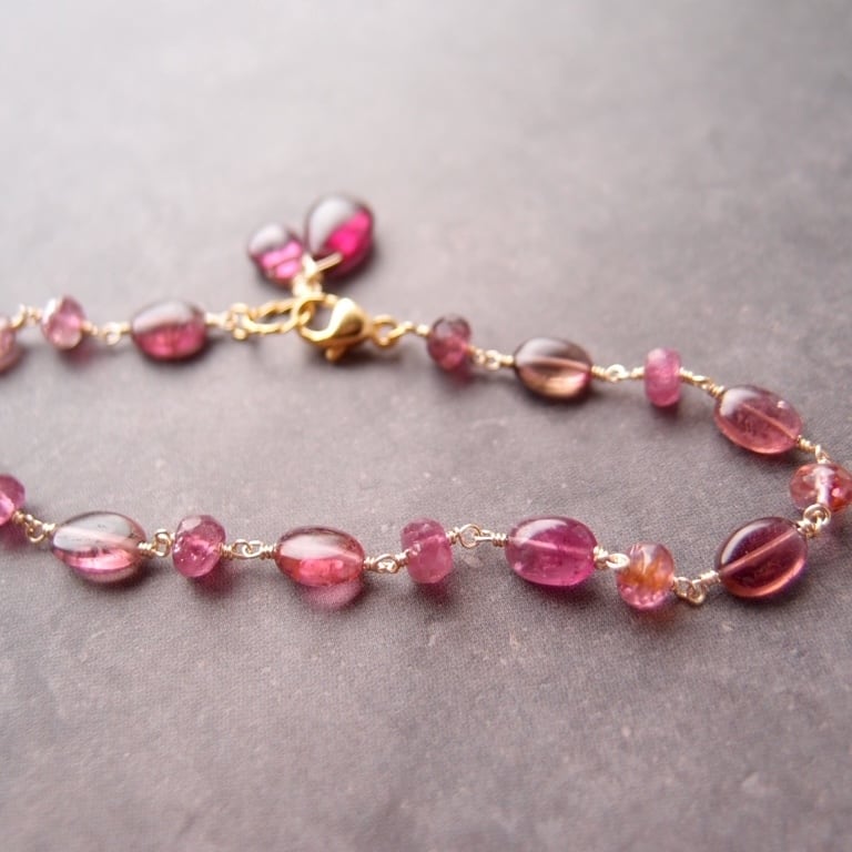 【K14gf】Tourmaline × Garnet Bracelet/トルマリン ブレスレット(Pink)