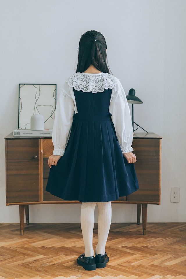 【予約商品】チュール刺繍襟ブラウス<White>