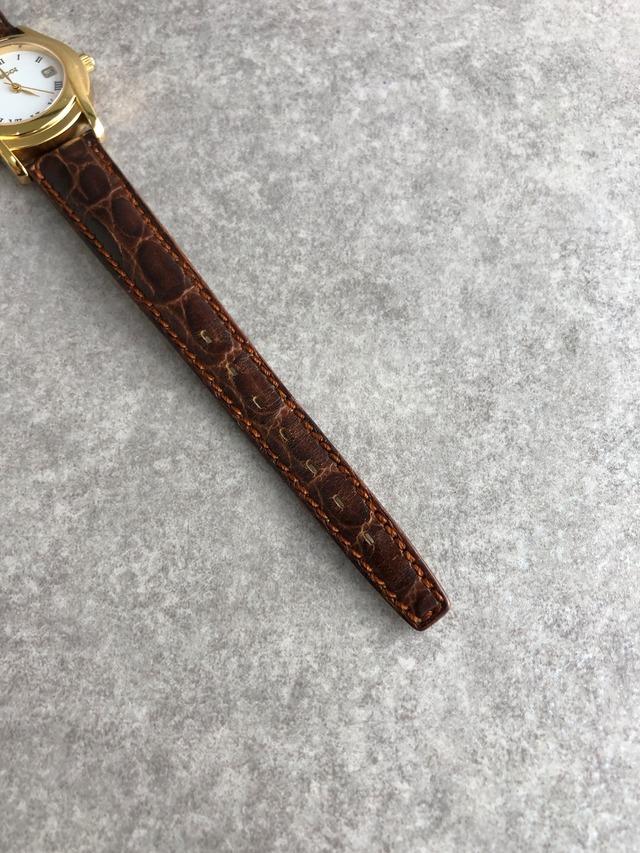 GUCCI グッチ 腕時計 ブラウン ローマ文字 型押しレザー クウォーツ vintage ヴィンテージ オールド 42gi68