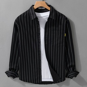 【M-3XL】Pinstripe Long Sleeve Shirt / ピン ストライプ 長袖 シャツ