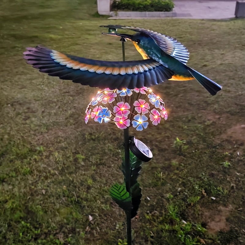 鳥 まわるカワセミ 翡翠 花 ガーデンライト ソーラー ライト 太陽光 鳥 まわるカワセミ 翡翠 花 ガーデンライト ソーラー ライト 太陽光