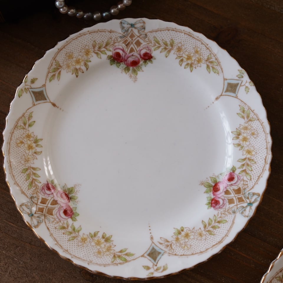 英国サミュエルラドフォードCassina プレート2枚 アンティーク薔薇柄