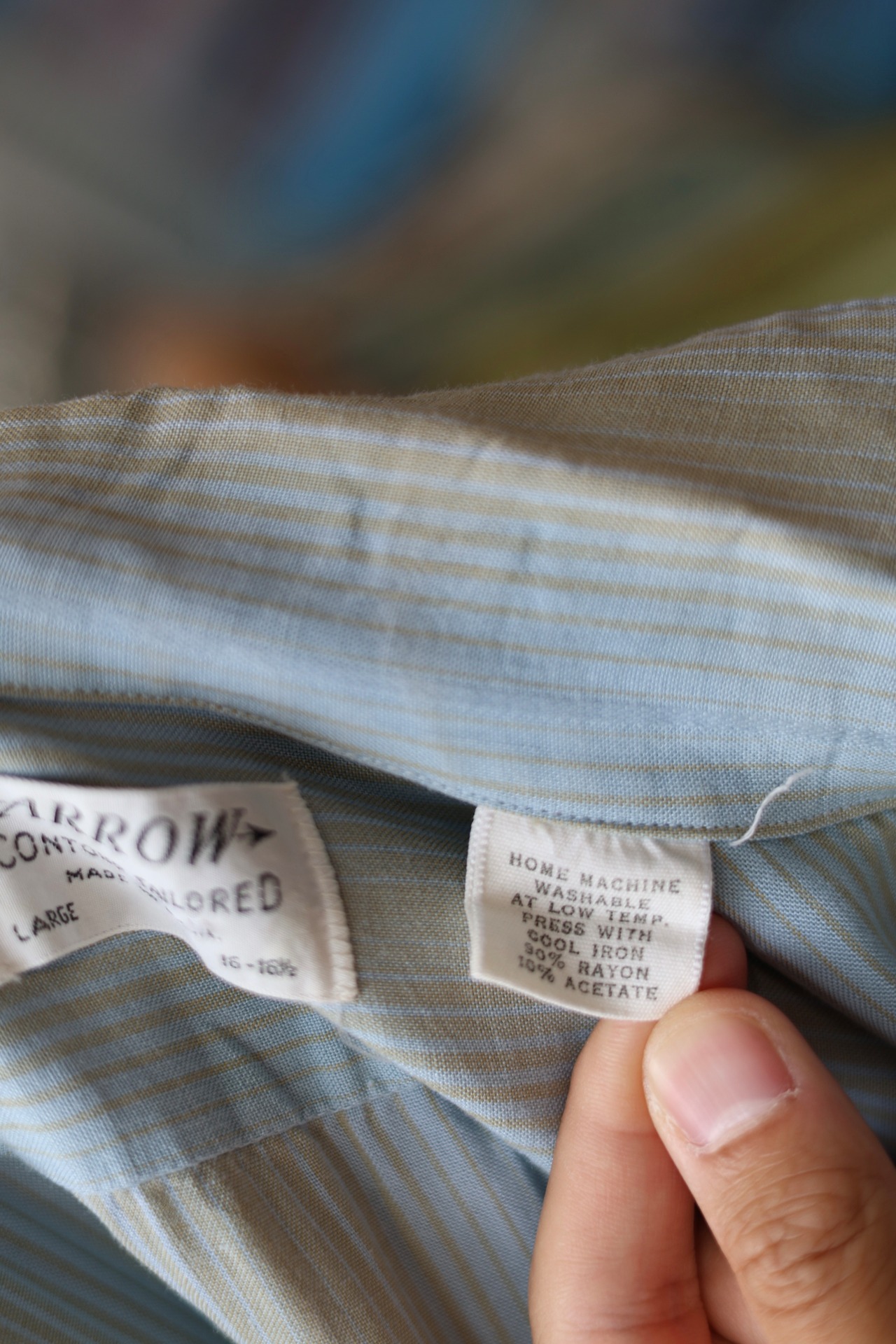 美品 L 70s 80s Arrow USA レーヨン オンブレストライプシャツ アロー