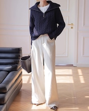 Wide white denim Pants T20300