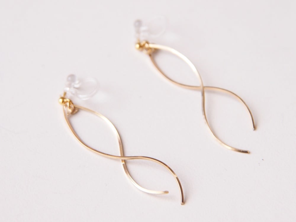 <ゴールド・小サイズ>2本のワイヤーノンホールピアス・ピアス