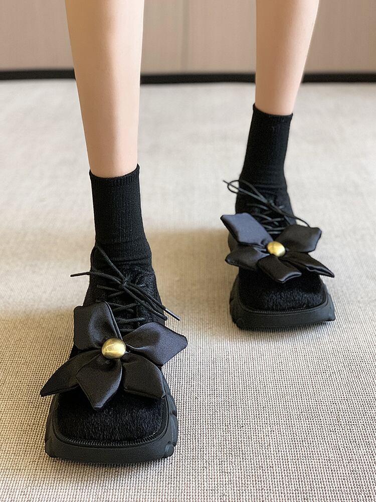 レッドシングルウィンターFlowerデザイン レーススタイルレザー 靴 シューズ 冬物 フラワーデザイン フェイクシューズ92562533951