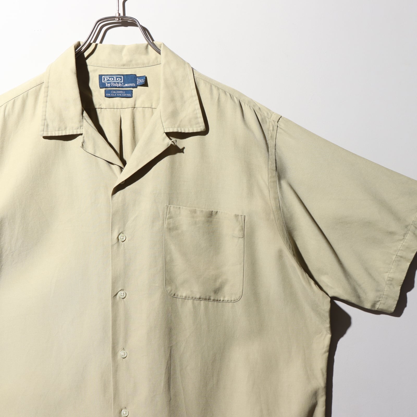 極美品 XL 完全無地 シルクコットン 鶯色 抹茶 Caldwell ポロラルフ