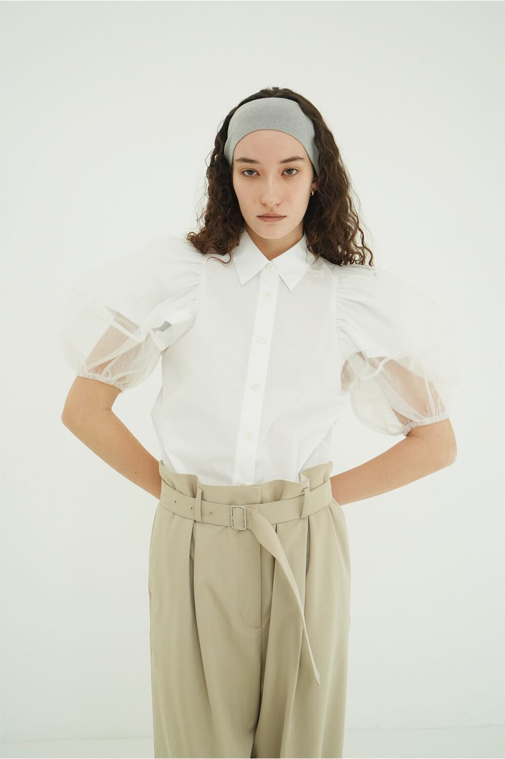 CLANE TULLE LAYERED SLEEVE SHIRTS 白 サイズ1 CLANE TULLE LAYERED SLEEVE SHIRTS | FLICKA ASHIYA