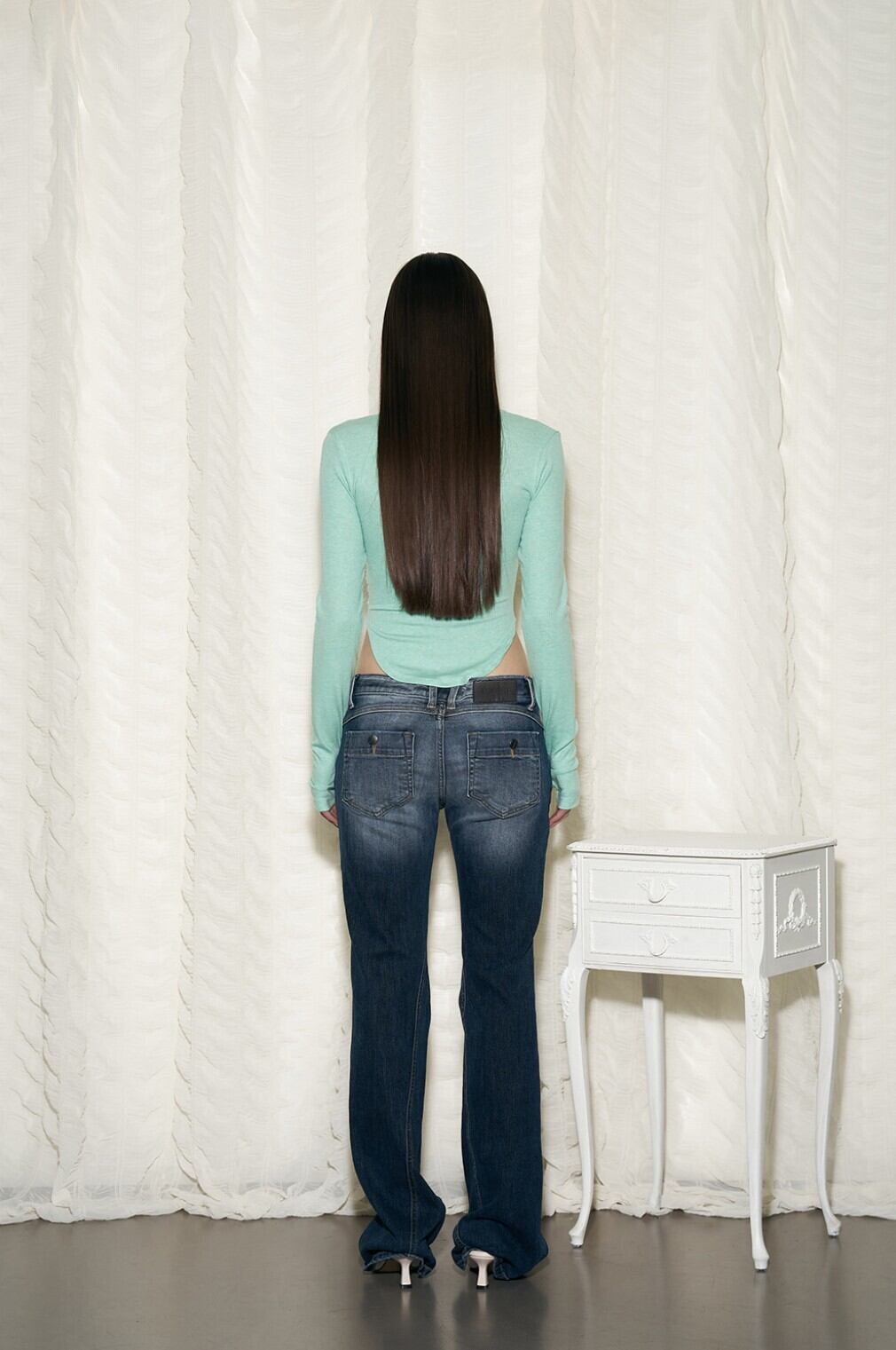 韓国 GLOWNY aespa ニンニン着用★3/4 BUTTON FLY TEE ☆aespa ニンニン 着用!!【PLEASENOFOLLOW】25Vintage Washing