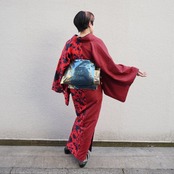 【受注商品】Rumi Rock片身変わりきもの「夜の更紗×変わり縞」　[A1712]
