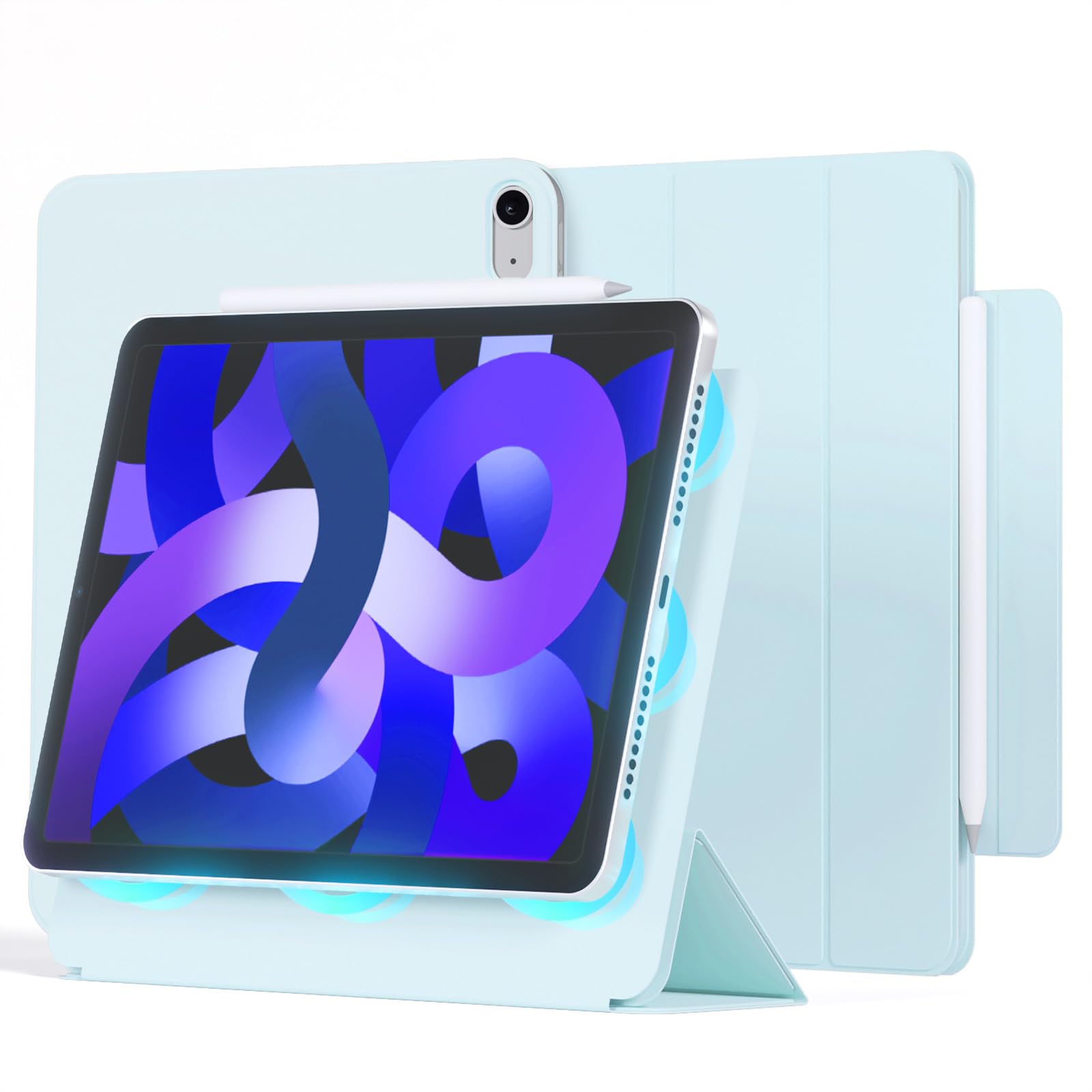 ベルモンド iPad Air 11インチ(2026 M4 / 2025 M3 / 2024 M2) / iPad Air 10.9 (第5世代 / 第4世代) / iPad Pro11 (第1世代 2018) 用 ケース マグネット 磁気吸着 スマート カバー ペン収納 薄型 軽量 A2902 Air4 Air5 10.9インチ B1114#2 ベビーブルー