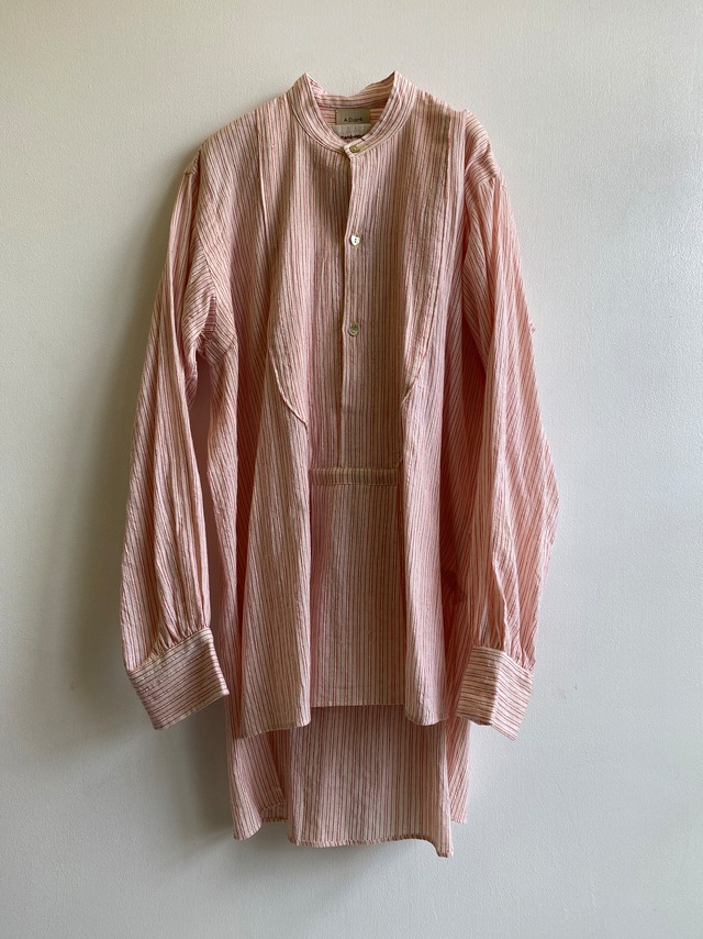 Pullover gather blouse "pink stripe" khadi cotton