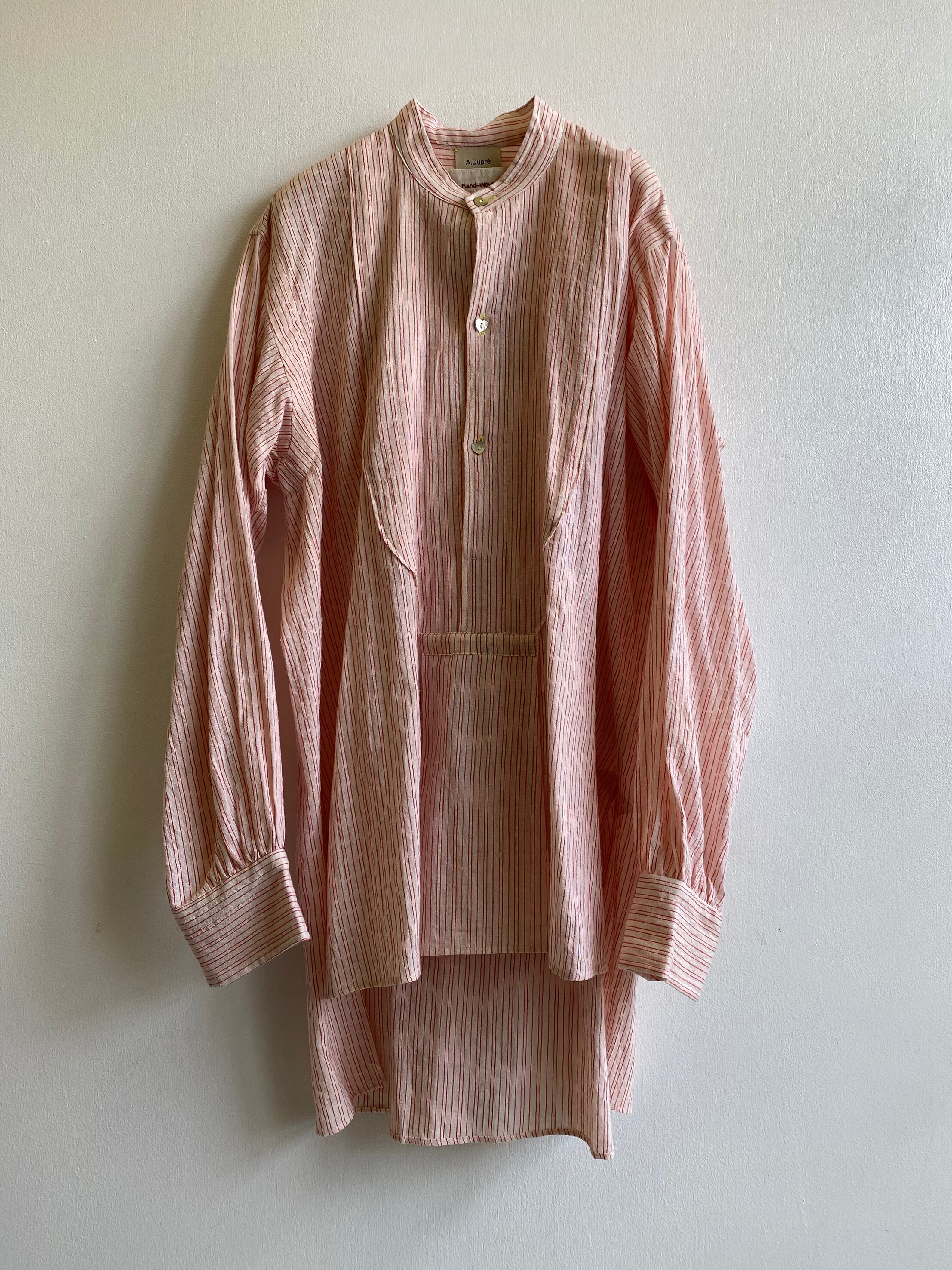 Pullover gather blouse "pink stripe" khadi cotton