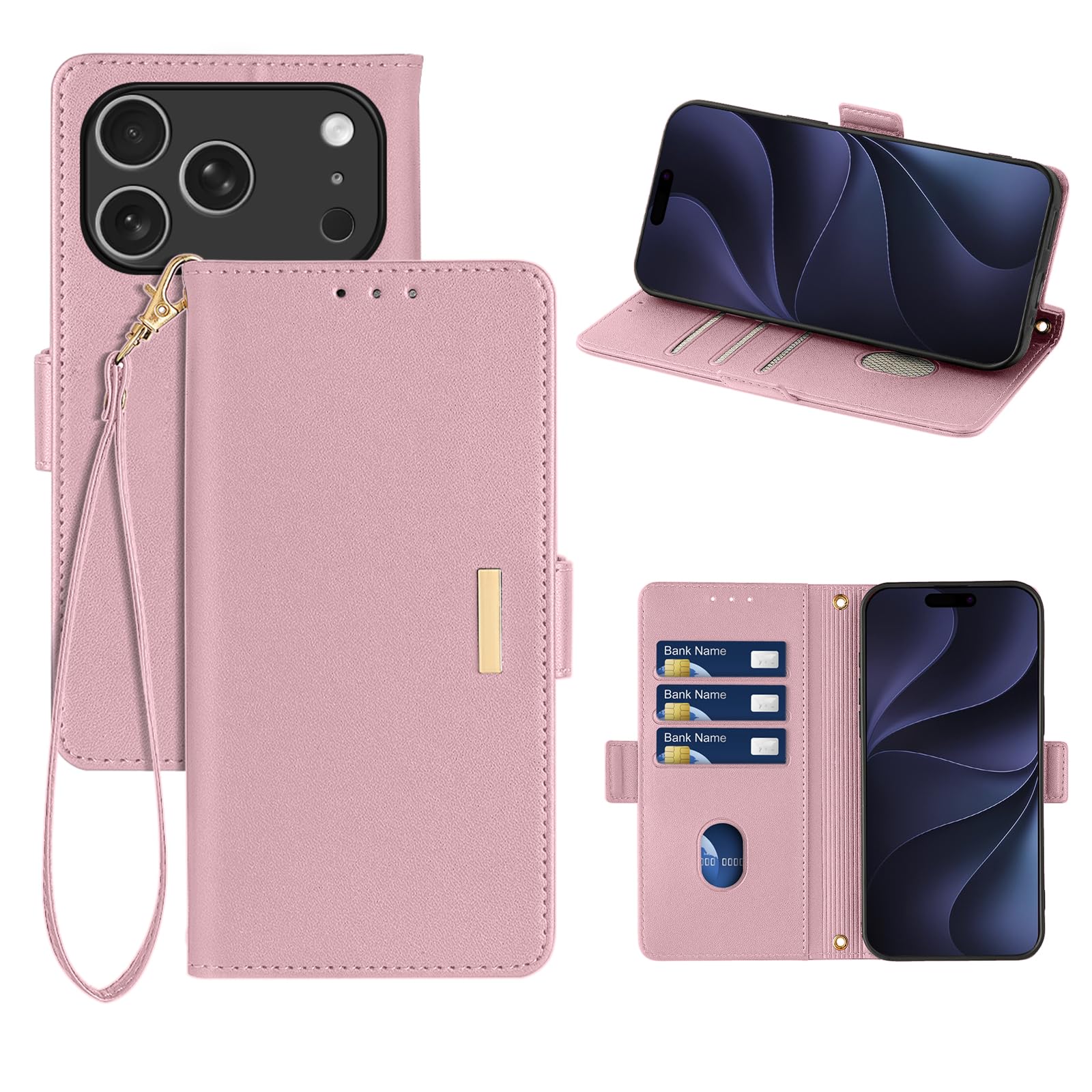 RanBluu コンパチブル iPhone 18 Pro ケース 手帳型 アイフォン 18プロ用 高級PUレザーケース カバー スマホケース 財布型