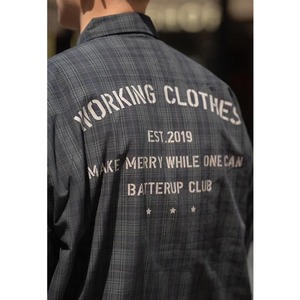 Plaid back print work shirt 1429
