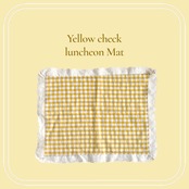 ”即納"Yellow check luncheon mat 35×45 : イエロー ギンガムチェック 布 ランチョンマット テーブルクロス　