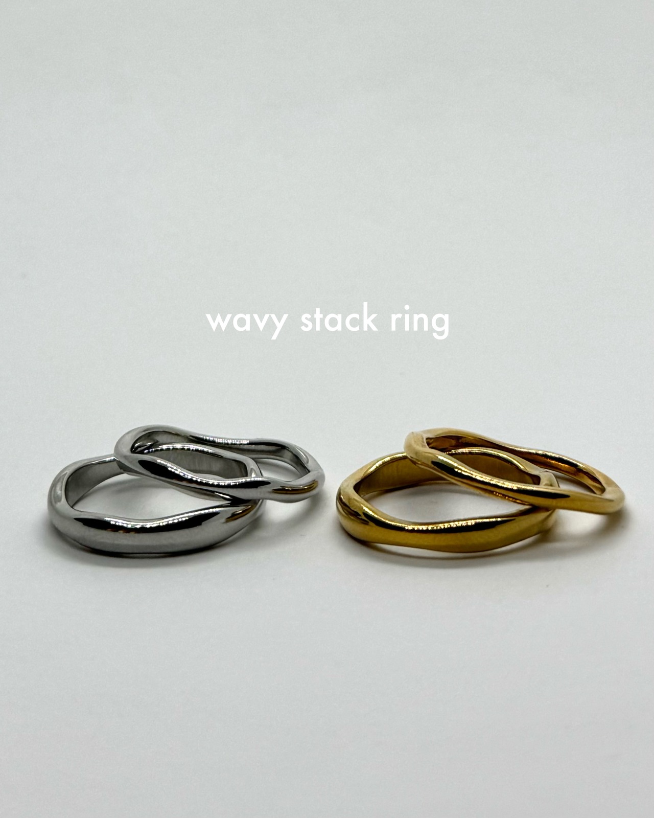 wavy stack ring M silver