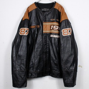 【Caka act2】"Schott" Vintage Loose Racing Leather Jacket