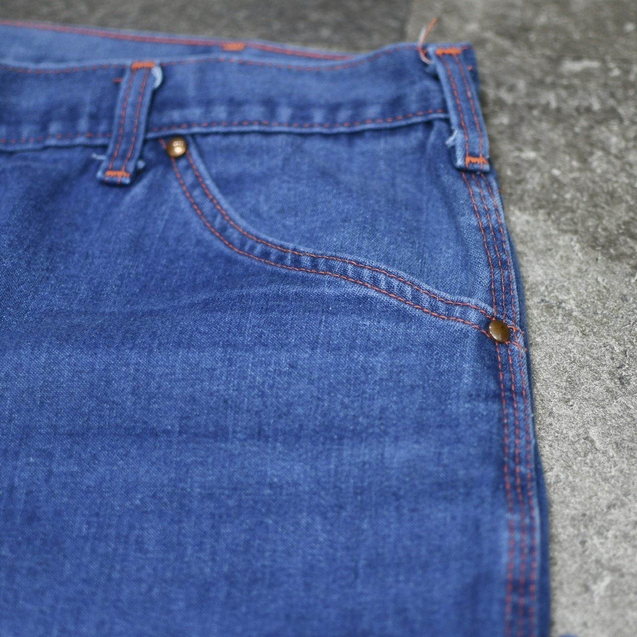 70's ~ BIG MAC orange stitch denim painter pants