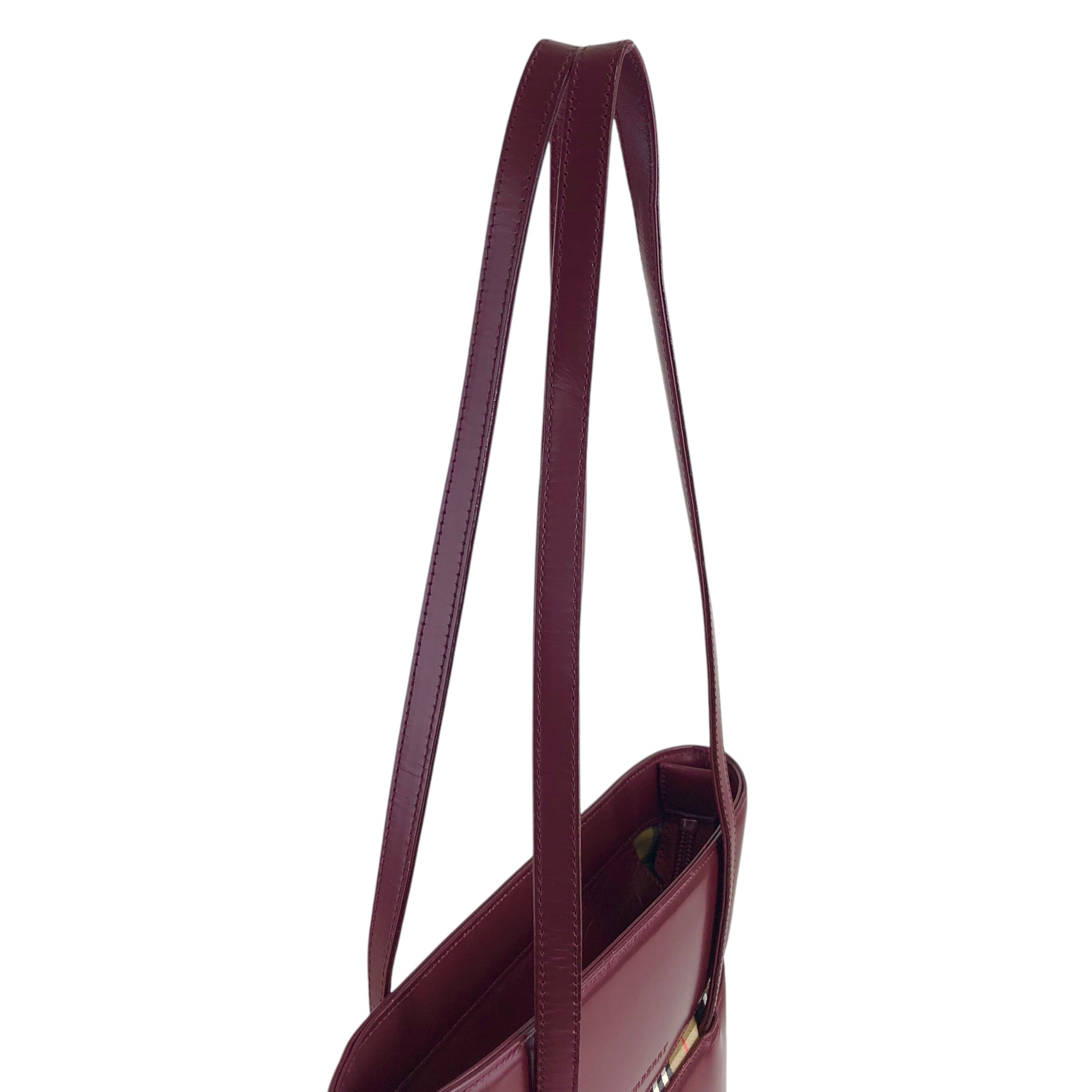 BURBERRY バーバリー チェック トートバッグ ボルドー レザー vintage