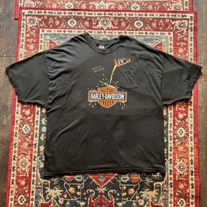 00s Harley Davidson Tシャツ ハーレーダビッドソン ヴィンテージ コットン 半袖 BLK 黒 雰囲気抜群 ビッグサイズ バイカー 5XL