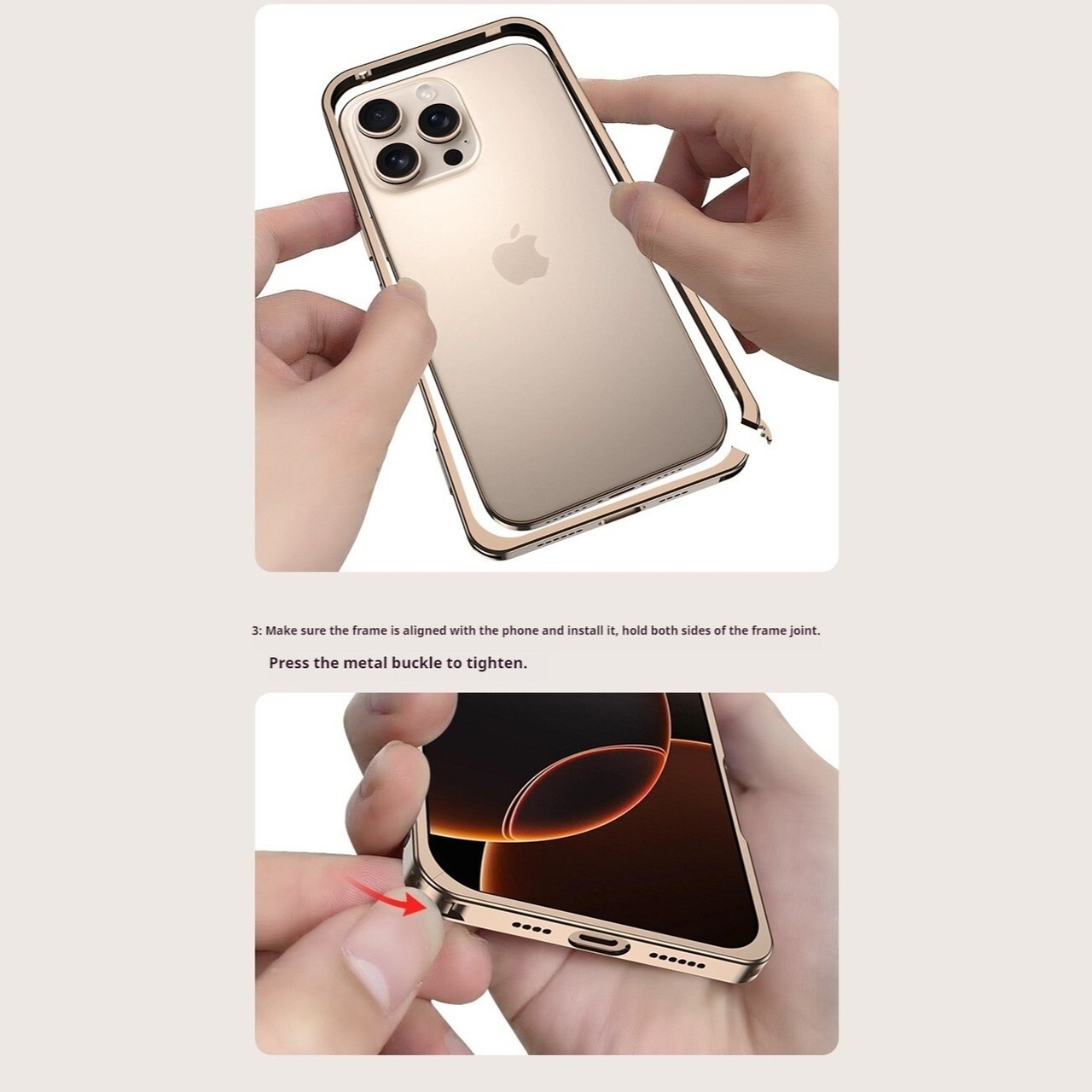◆iPhone 16/15/14/13/Pro/Pro Max/Plus/e◆Lock Metal Frame + Camera Cover Case / ロック メタルフレーム + カメラ カバー スマホケース