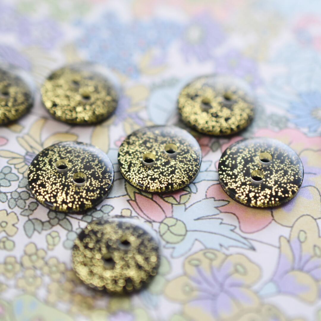 フランス ゴールドグリッター×ブラック 2穴 14㎜