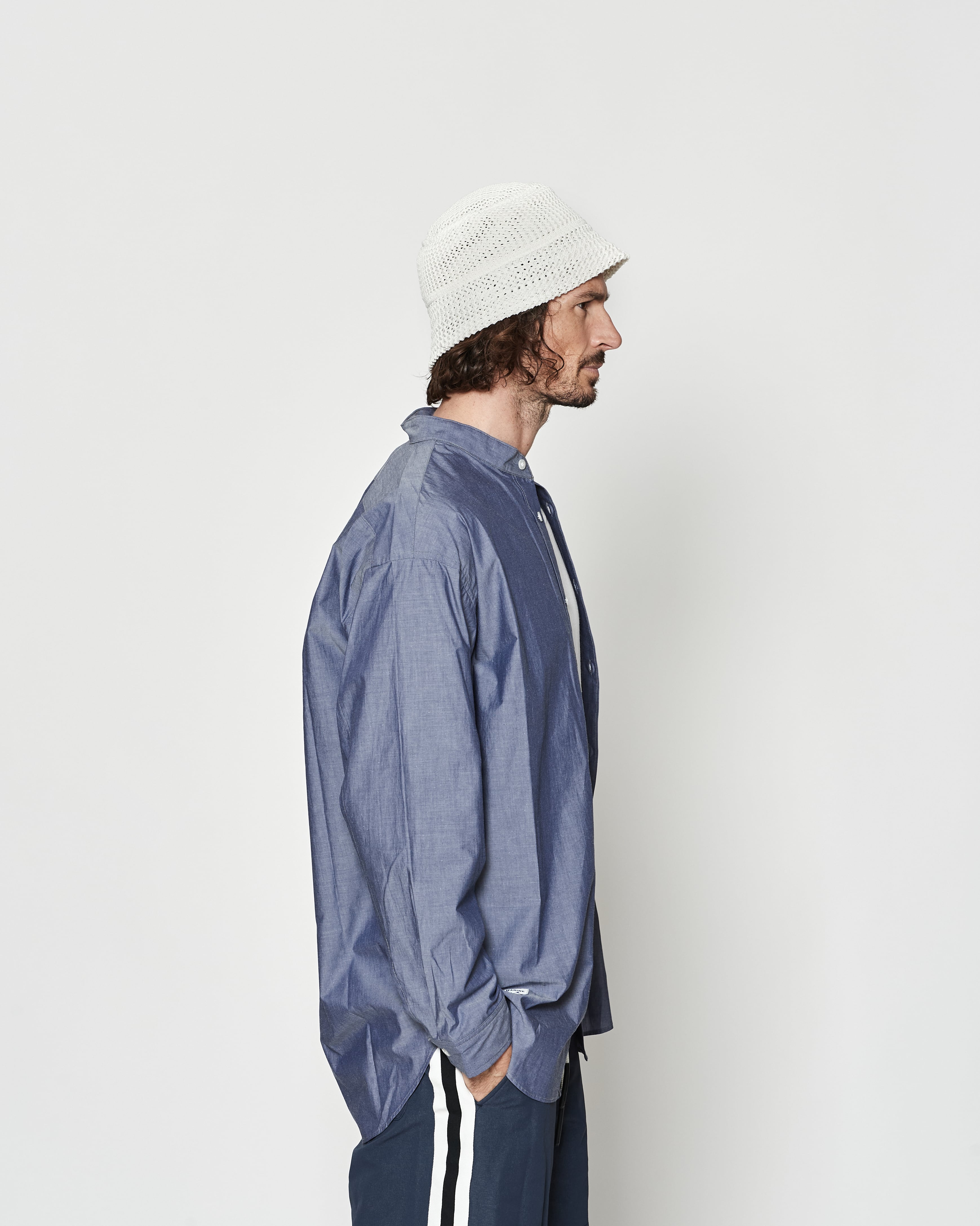 muta MARINE × ACANTHUS オーバーサイズ バンドカラーシャツ