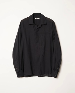 【NTN】COTTON SILK GINGHAM CHECK ZIP OPEN SHIRT NAVY×BLACK