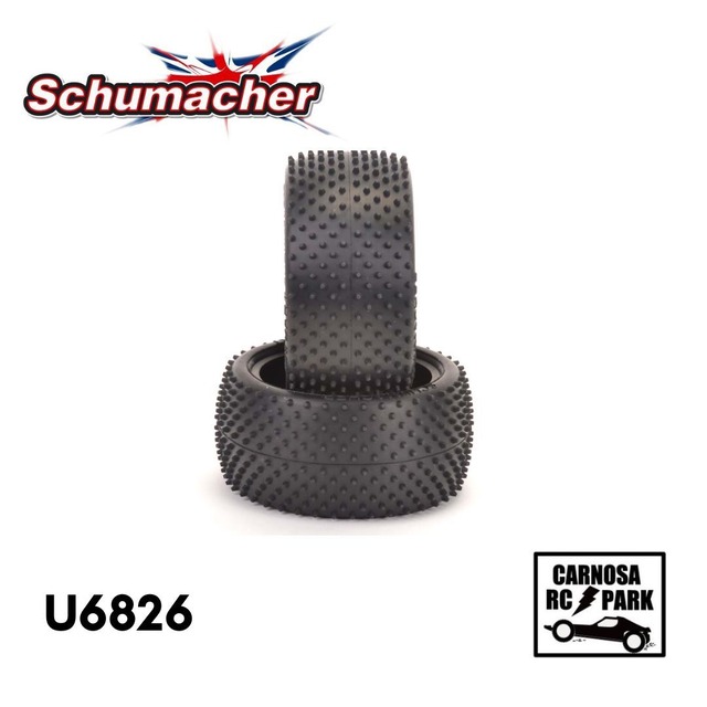 【Schumacher シューマッカー】ミニダートタイヤ 1/10バギーリヤ Yellow （2個入）[U6826]