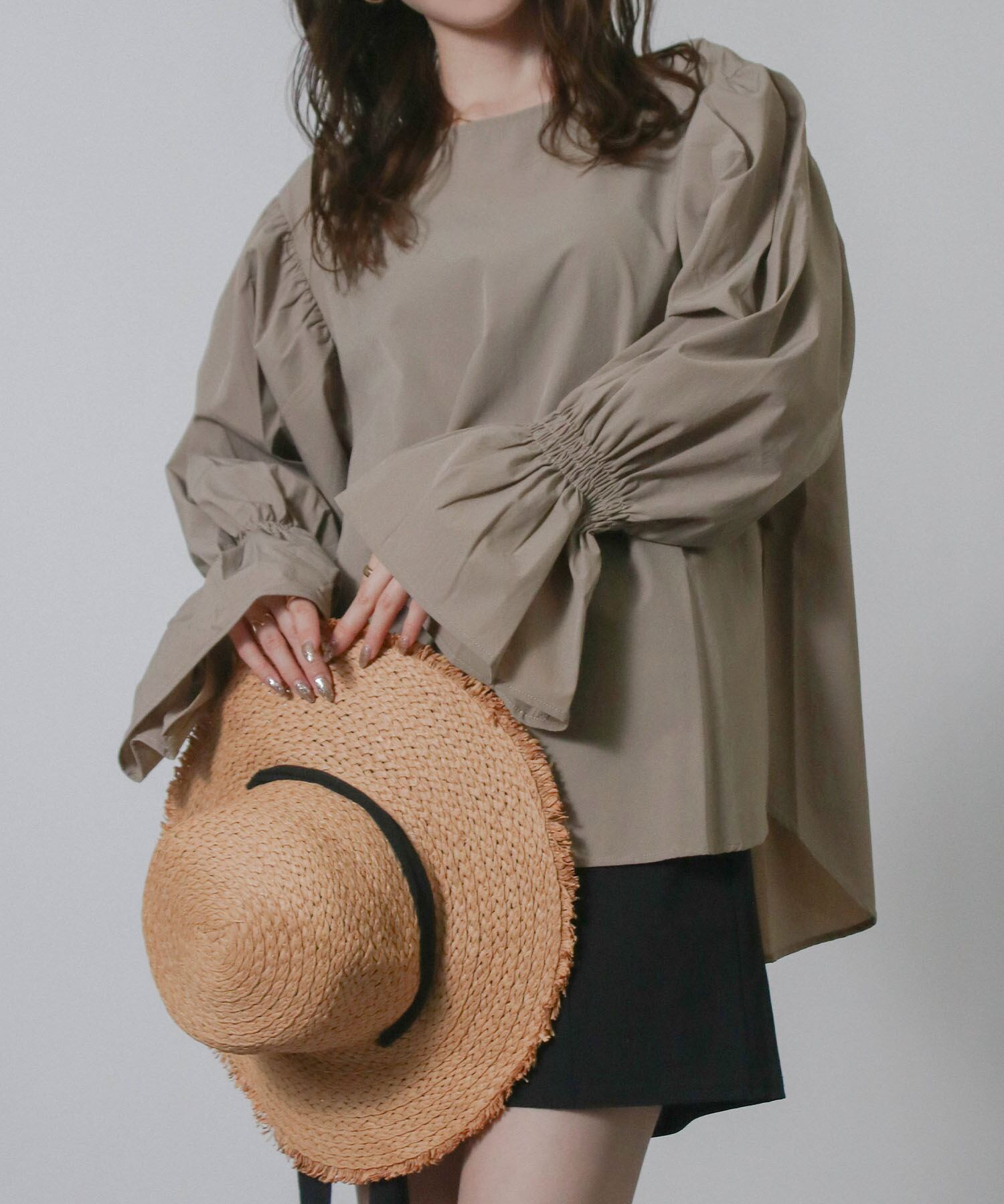 UVカット/吸水速乾 袖シャーリングラッシュガード