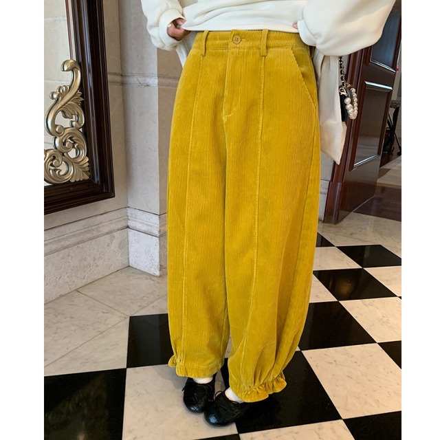 corduroy center seam tulip fleece pants【4color】  e1747