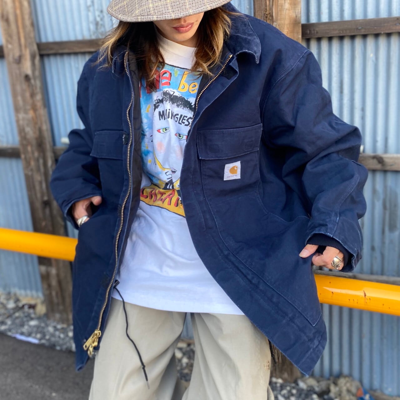 90s Carhartt ダック トラディショナルコート ネイビー XL