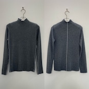 パイピングラインウール混リブknit/グレー