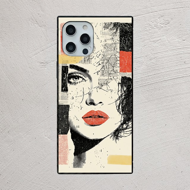 受注生産 iPhoneケース 赤いリップの人物ZINEコラージュ｜ZINE風 ZINE030B