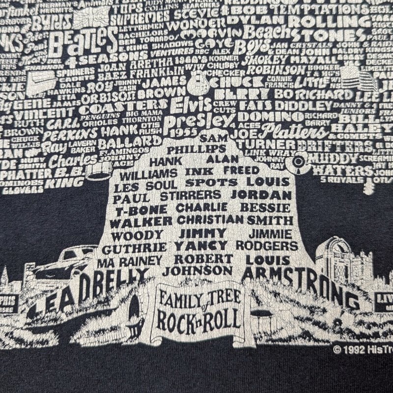 90s FAMILY TREE OF ROCK & ROLL Print T-Shirt (XL) | Wonder Wear