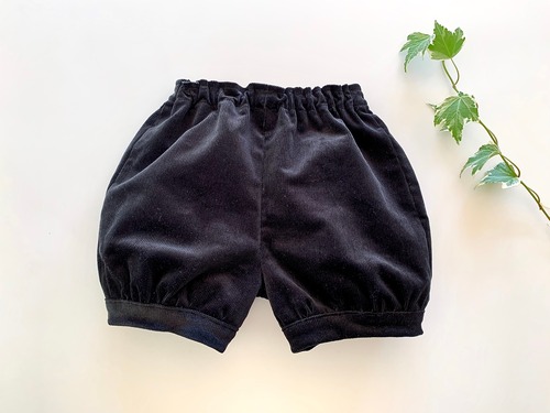 コーデュロイのかぼちゃパンツ・黒 80cm