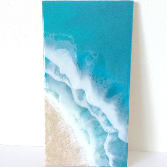 海のアートパネル(小さな海シリーズ)長形波 レジンアート | 島のしずく