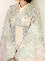 「夢の中の花の池で」マーブル柄〜セオアルファ 浴衣・夏着物・単衣