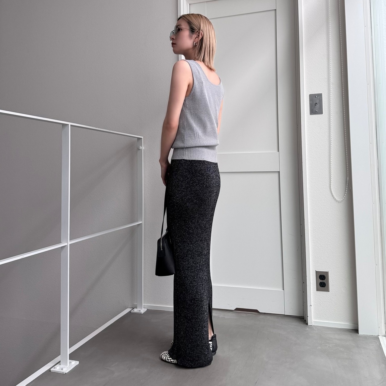 2wayスプリングニットtank/グレー