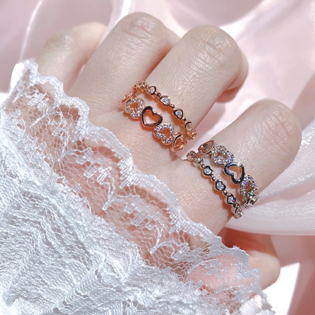double arm heart ring