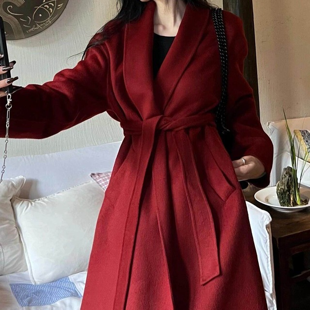 white double-faced wool cashmere coat for women(4color)＜c3021＞
