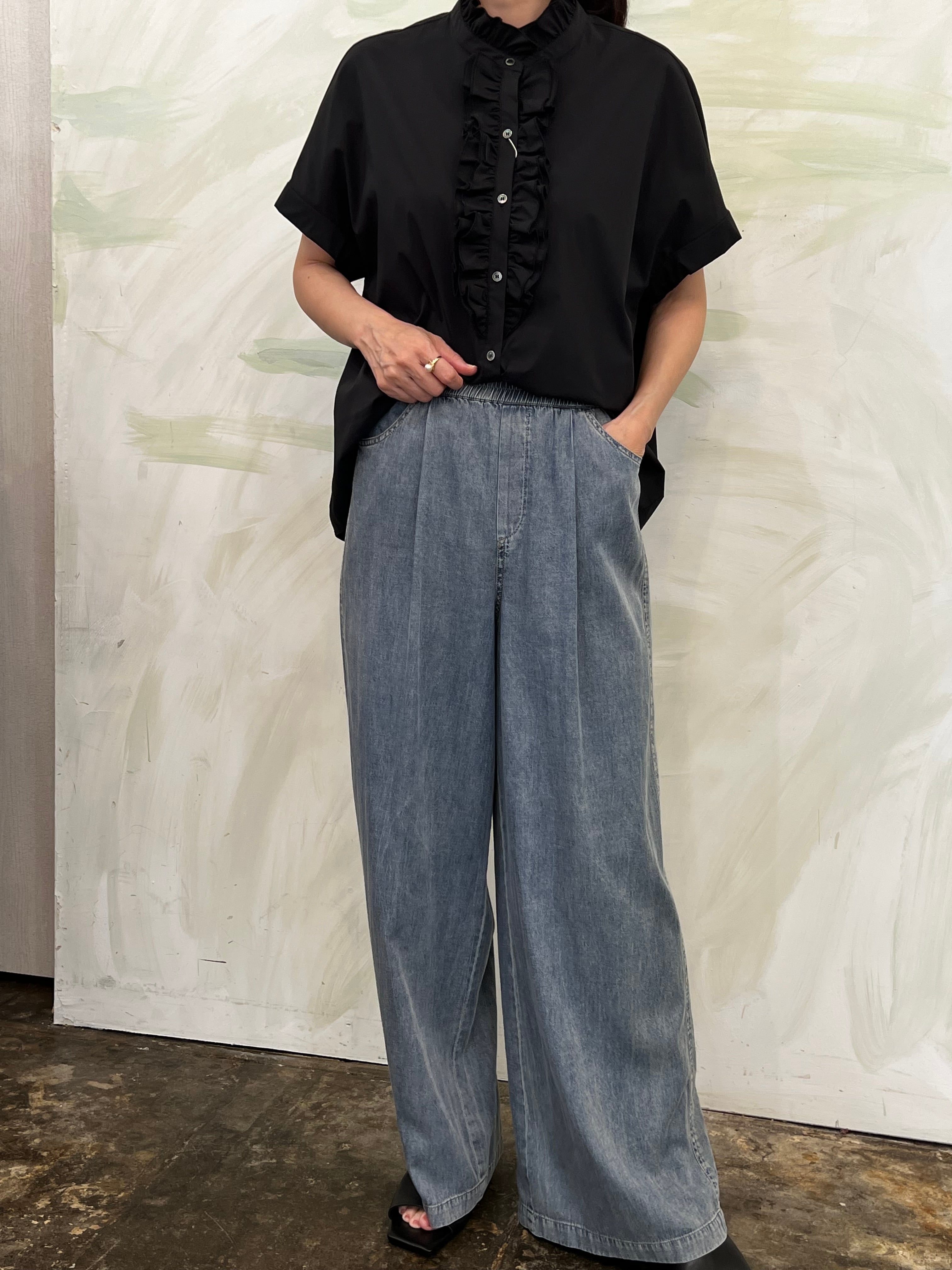 BLUEFRONCE 未使用試着のみワイドジーンズ BLUE FRONCE/ひんやり軽やかデニムタックワイドパンツ | 20ｰtwentyｰ