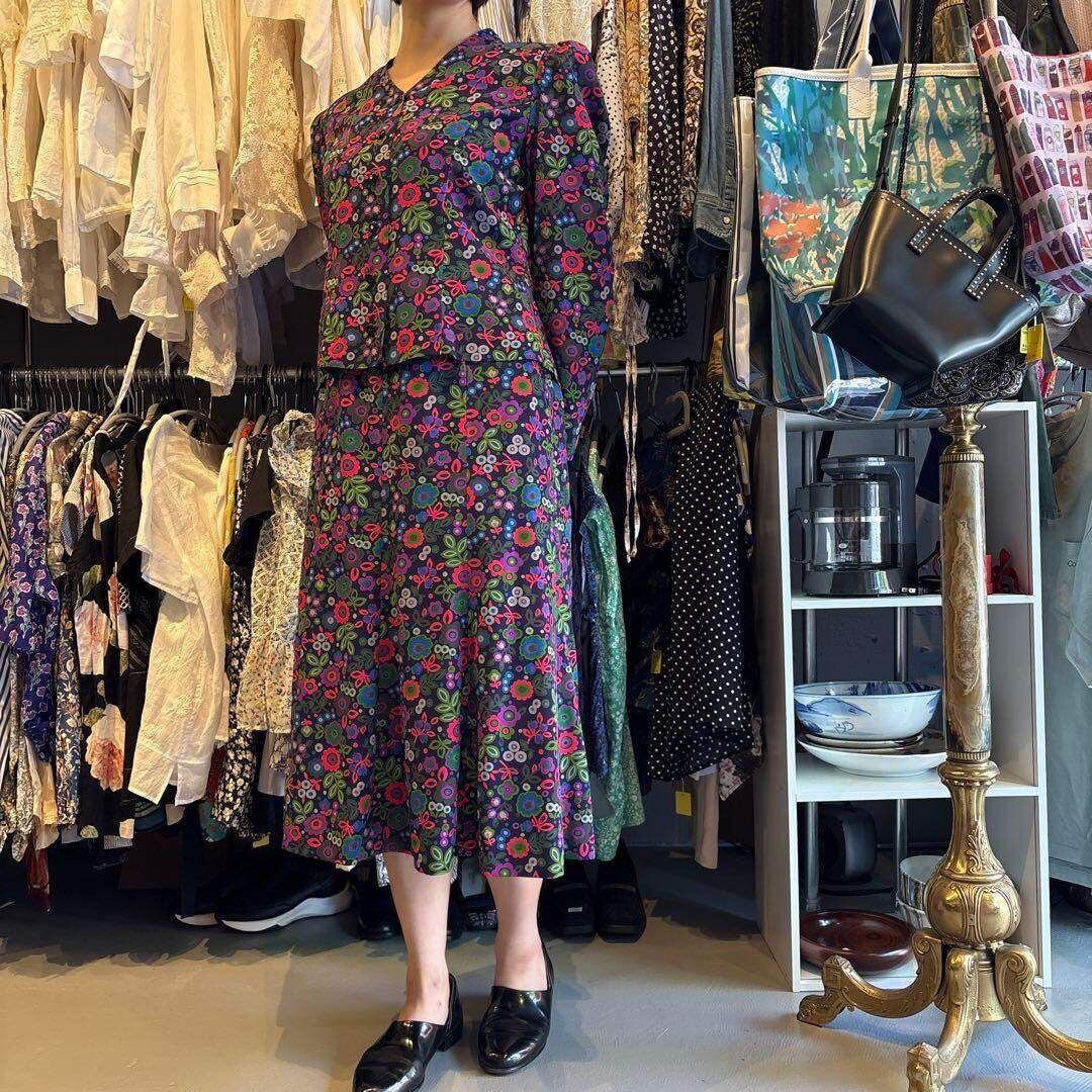 14 オッズオン OZZONE チャイナ 花柄 総柄 ノースリーブ 14 オッズオン OZZONE チャイナ 花柄 総柄 ノースリーブ